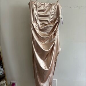 Windsor Gold Ruched Sheath Dress Spaghetti Strap